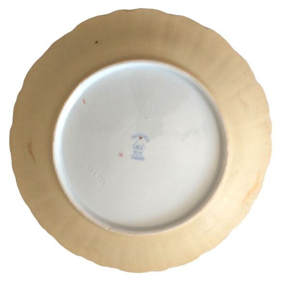 RW Rudolstadt Dinner Plate Crimped 24Kt Gold Trim Floral Germany Early 1900s Atq - Picture 3 of 15